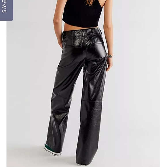 Free People Star Crossed Lovers Vegan Leather Pants-Black - Picture 7 of 16